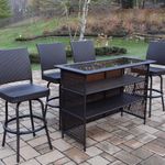  5-Piece Black Resin Wicker Outdoor Patio Bar Set